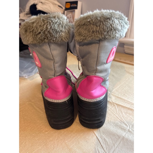 Dream Pairs Kids Snow Boots Waterproof Fur Lined Pink Gray Size 1 - Picture 2 of 7